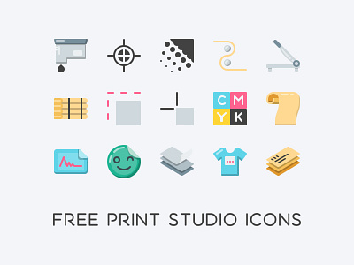 Print Studio Icons bleed cartridge foils guillotine halftone layers print rollers screen print stickers