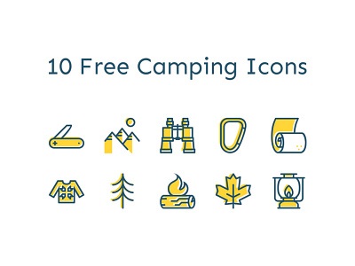 Camping Icons camping flat forest line nature travel vacation