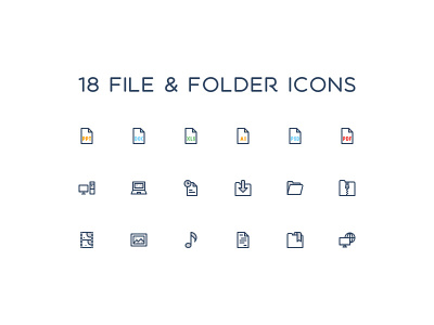 File & Folder Icons ai computer documents file folder formats laptop network pdf psd