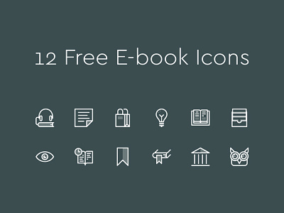 E-book Icon Set audiobook book bookmark collection library luminosity notes owl recent store view