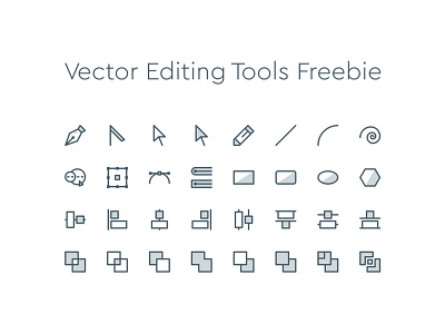 Vector Editing Tools Icons arrange subtract bezier editing illustrator pen pencil selection shapes spiral vectors