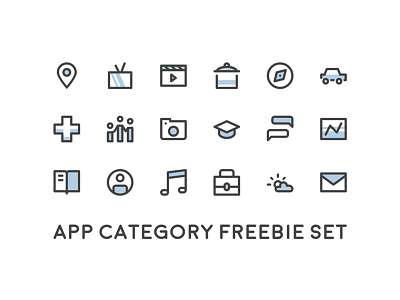 App Category Icon Set books business communication cooking education family finance health movies music photography social