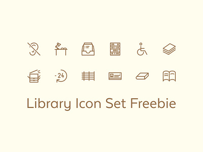 Library Icon Set accessibility archive books copy machine database paper shelf study