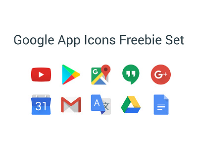 Google Apps Icons calendar docs drive gmail google hangouts maps material play store translate youtube