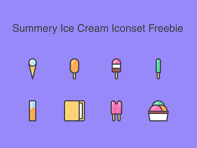 Summery Ice Cream Icons color food ice cream popsicle summer sweet