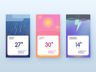 Weather App UI app color gradient illustration mobile neon ui kit weather