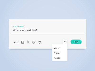 Status Update UI emoji friends location photo post private text input ui kit