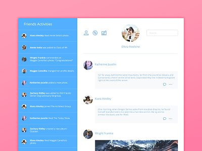 Social Media Activity Feed UI colorful contacts dashboard feed glow social media ui kit website