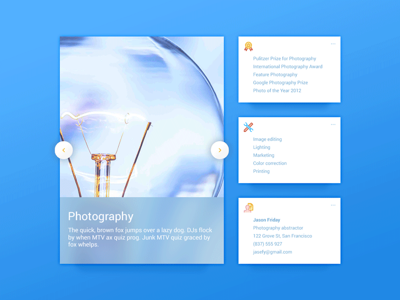 Photography Portfolio UI Elements animation carousel gif photography portfolio slide ui kit