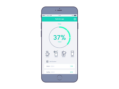 Hydrate App UI app color drink fit fitness glow neon ui kit water