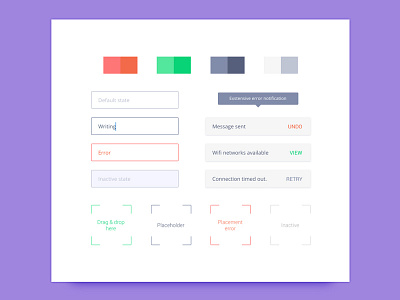 Style Guide UI Elements color drop fields light notifications style guide text input toasts ui kit