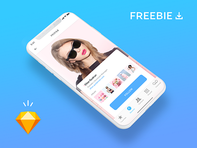Five Profile Page UIs for iPhone X app blue design free freebie ios iphone x kit mobile sketch ui vector