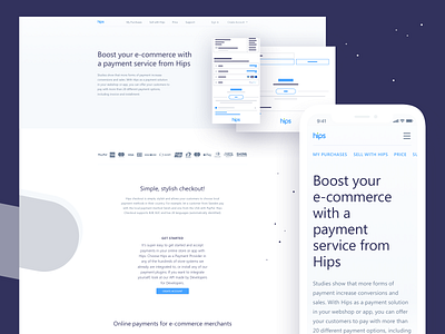 Hips - Merchant page app branding design e commerce flat ios iphone x redesign type ui ux vector web website