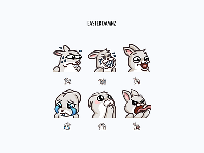 Easterdamnz Twitch Emotes art bunny cartoon character character design color concept creative cute drawing emote gaming graphic design icons illustration kek pepe pog rage twitch