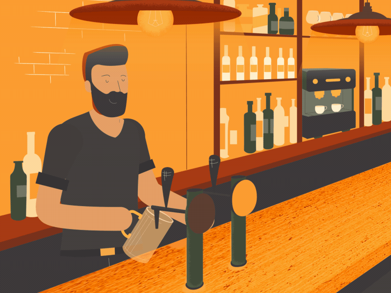Barfly 2d aftereffetcs animation colors flat gif grain illustration motion vector