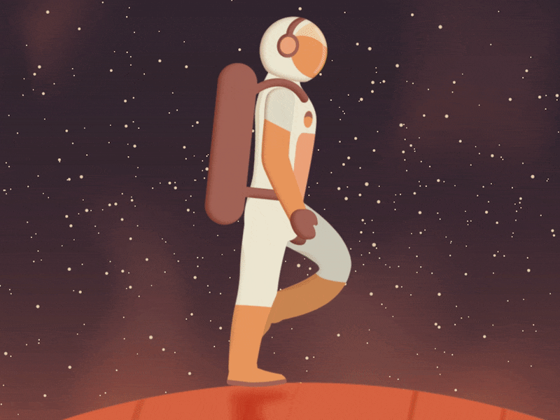 Walking Martian 2d aftereffetcs animation colors design gif mars martian motion space starman