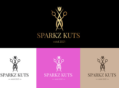 Sparkz kuts barber logo beauty logo branding design feminine graphic design illustration logo logo design luxury logo spa logo typography vector