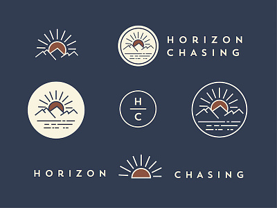 Horizon Chasing adventure badge horizon monoline mountains sun travel travel badge travel blog