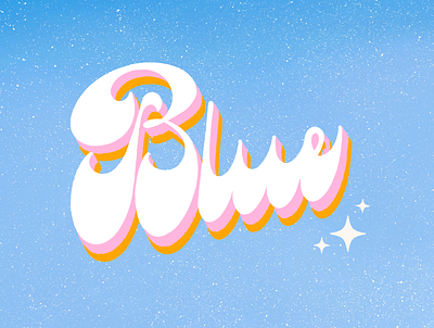 Blue 💙 70s colors groovy lettering procreate retro shading type typography