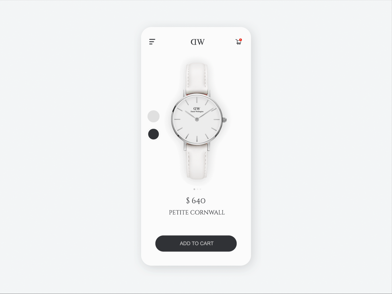 Watch Store - Dark Mode 2d 3d adobexd aftereffects animation app daniel wellington design dribbble flat hello illustrator interaction interaction design interface minimal store ui ux watches