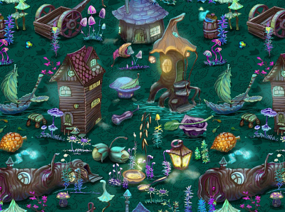 Fairy world. cute fairy fantasy forest house magic microscopic worlds small