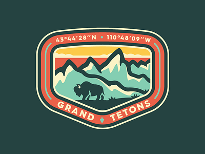 Grand Teton Patch badge bison grand tetons hiking live free mountains patch wild wyoming