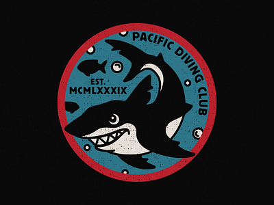 Pacific Diving Club Patch badge consumer products great white illustration licensing licensing guide ocean patch shark shark week vintage