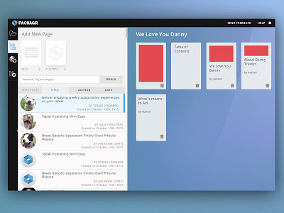 Packagr 2.0 UI - Add new page (WIP) app design edit icons packagr posts project stats ui