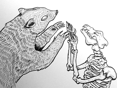 Bears WIP bear brush fine art illustration ink skeleton