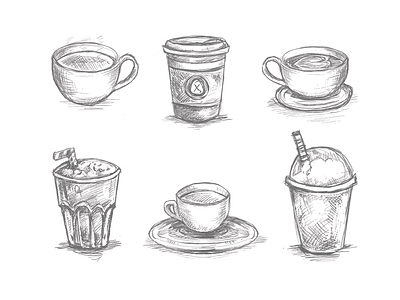 Drinks Sketches coffee drinks espresso illustration late mocha shake sketches