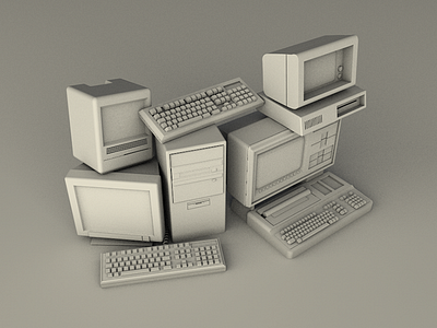 One of us 3d cinema4d devices keyboards laptops old computer
