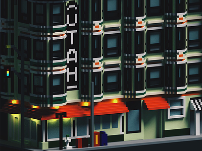 The Utah Hotel in SF 3d 8bit low poly magicavoxel pixels render san francisco sf utah voxel