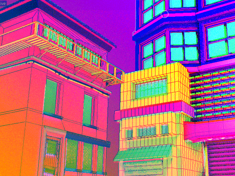 Daily_City 3d aesthetic bright c4d city colorful glitch lowpoly mesh neon