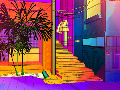 Daily City 13/10 3d aesthetic bright c4d city colorful glitch lowpoly mesh neon