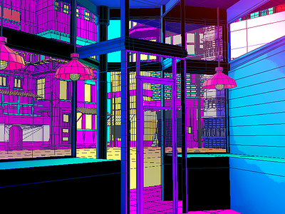 Daily City 12/10 3d aesthetic bright c4d city colorful glitch lowpoly mesh neon