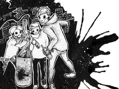 Hoodlum kids illustration ink