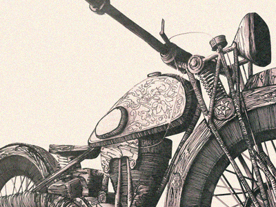 3D to 2D complete 3d illustration ink motorcycle