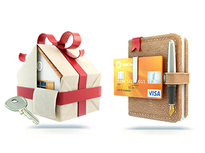 bank icon set bank bow box card daily log gift handle house key mortgage tape
