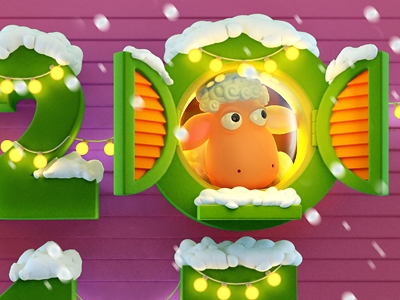 New Year is coming 2015 card congratulation flashlight new year sheep snow window shutters