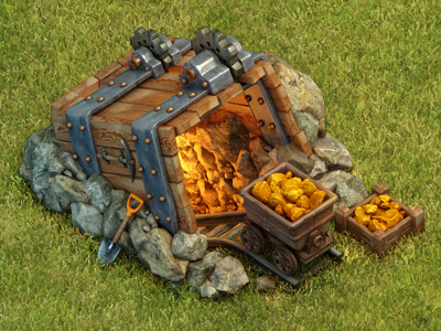 Gold mine clash of clans game gold isometric mine