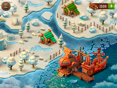 IOs Game / Logical building ipad iphone isometric game landscape map sea ship