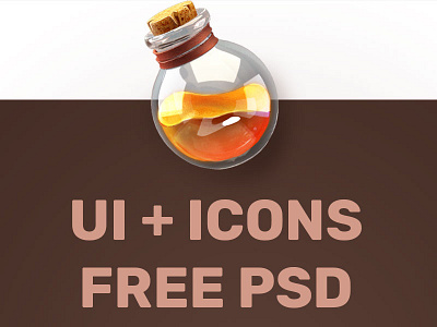 game UI + ICONS for free free game icon poision psd ribbon screen sword ui win