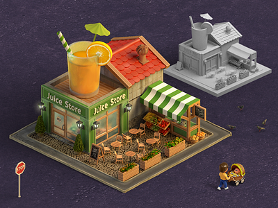 Juice Bar bar building cafe game isometric juice map street