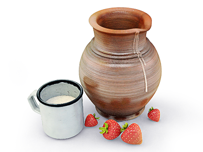 village life drop milk milkpot mug strawberry