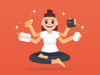 Designer/developer character characterdesign designer developer girl illustration portrait vector yoga pose