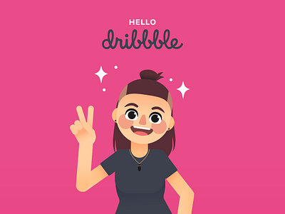 Hello Dribbble! ✌️ character debut debut shot happy hello hello dribbble illustration peace sign shot vector