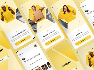Melivery. | A honey delivery app app delivery food honey mobile onboarding ui ui design yellow