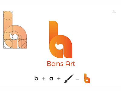 Bans Art Logo art artist logo brush concept design golden ratio graphic design logo logo design monogram orange painting