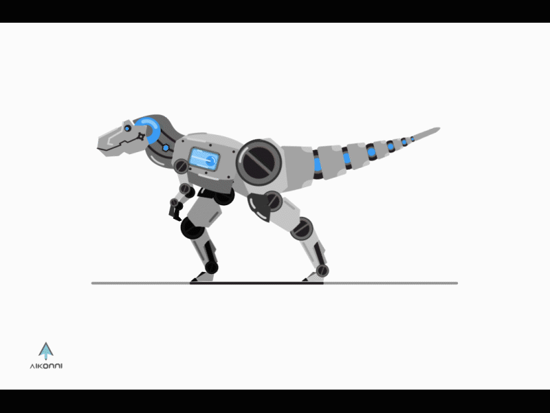 T - Rex (Tyrannorobotus rex) animal animation dinobot dinosaur gif graphic design machine motion design robot rubberhose scifi walk cycle