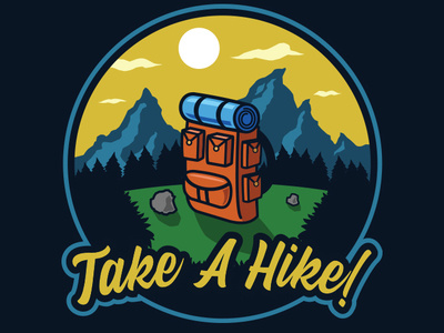 Take A Hike! art badge camping digital hike hiking illustration mountain patch